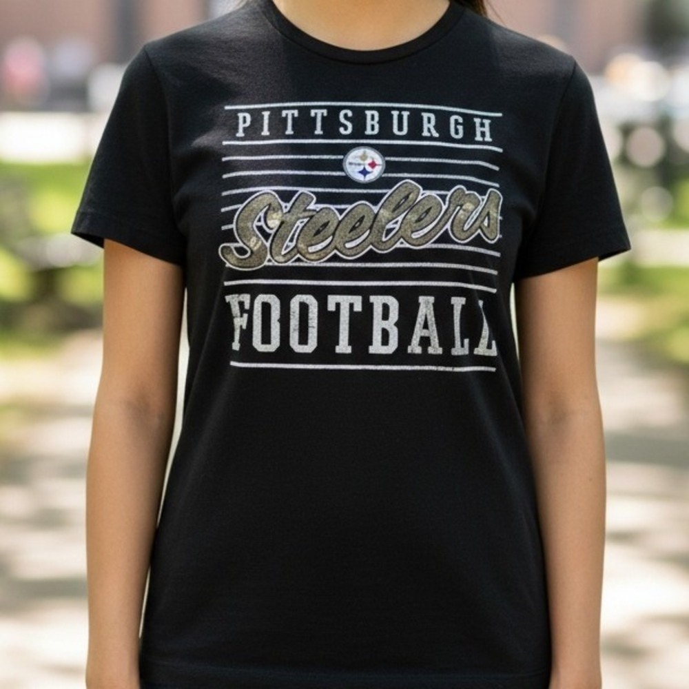 NFL Pittsburgh Steelers Football‎ Womens XL Black T Shirt Team Apparel